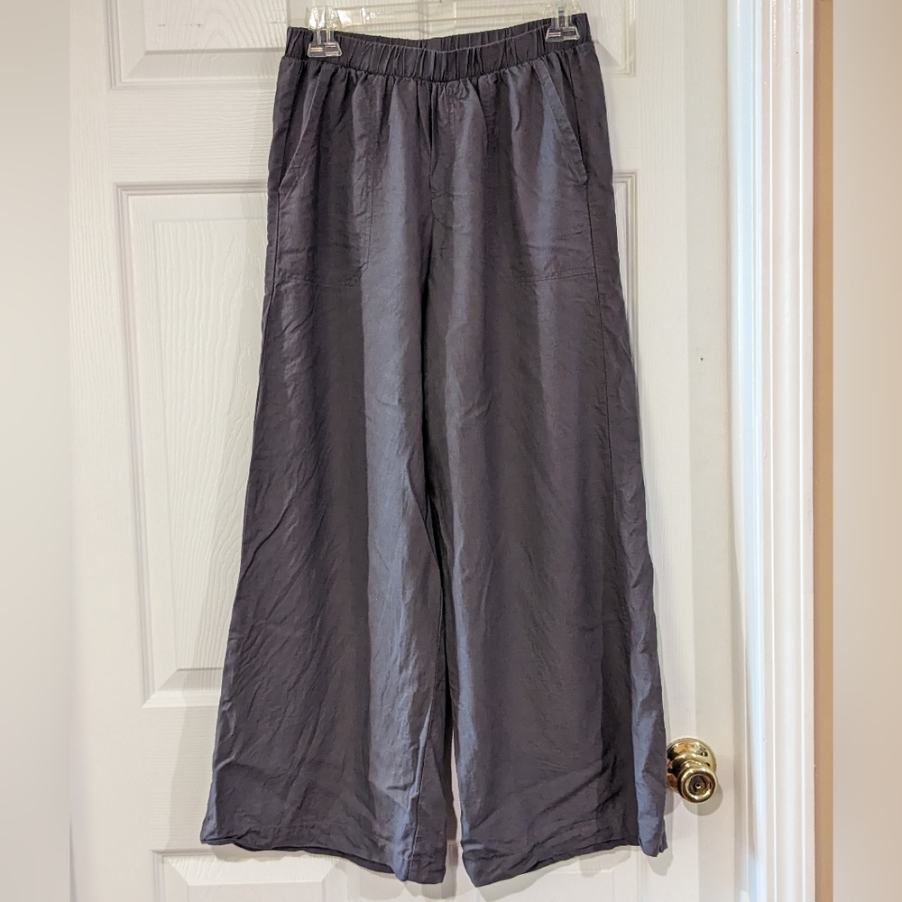 Wide Leg Linen Blend Crop Pants - Size XS